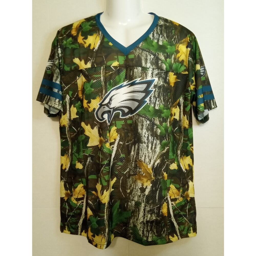 Philadelphia Eagles NFL Foco Camo V-Neck SS Shirt Large